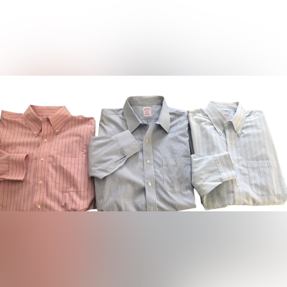 Brooks Brothers 346 Lot 3 Men’s Dress Shirts 16.5 Striped 100% Cotton Business